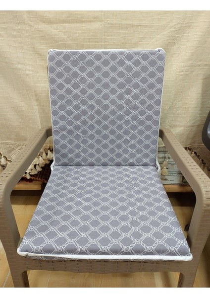 2 Adet Komutan Arkalıklı Sandalye Minderi, E x tra Kalın (Kalınlık 5 cm )-Denizci Gri