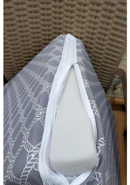 2 Adet Komutan Arkalıklı Sandalye Minderi, E x tra Kalın (Kalınlık 5 cm )-Denizci Gri