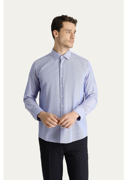 Uzun Kol Slim Fit Dar Kesim Klasik Çizgili Pamuklu Kolay Ütülenebilir Gömlek modelleri