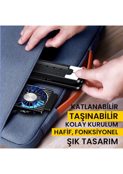 Upway 3600RPM 4 Turbo Fanlı 7 Kademe Yükseklik Ayarlı LED Işıklı Soğutuculu Katlanabilir Dizüstü Laptop Standı