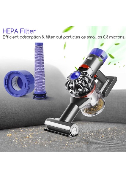 Silindir Fırça + Prepost Hepa Filtre Kombosu V8 ile Uyumlu (Yurt Dışından)