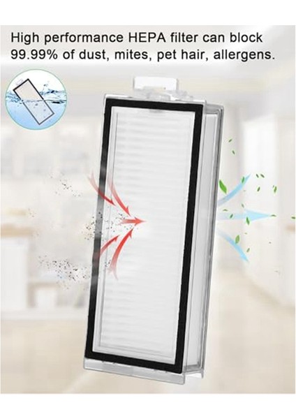 Max T8 Ana Yan Fırça Hepa Filtre Mop Bezi Için (Yurt Dışından)