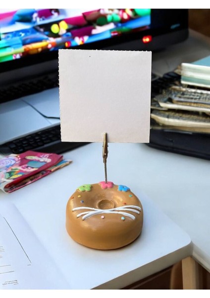 Renkli Çiçek Desenli Pasta Donut Model Temalı Fotoğraf Not Tutacak Ofis Masası Tutacağı Hediyelik