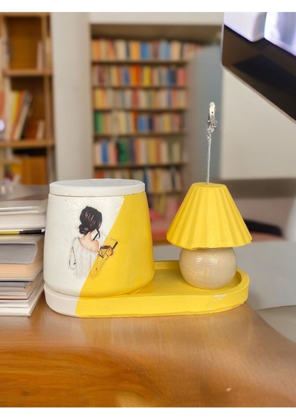 Abajur Not - Fotoğraf Tutuculu Saksı Mumluk Seti Hediyelik Ofis Seti