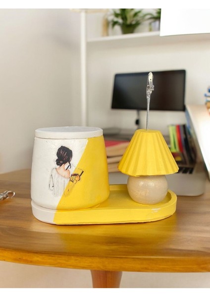 Abajur Not - Fotoğraf Tutuculu Saksı Mumluk Seti Hediyelik Ofis Seti fırsatları