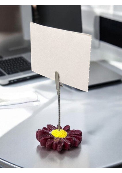 Bordo Renkli Papatya Fotoğraf Not Tutacağı Ofis Masası Tutucu Hediyelik Tutacak modelleri