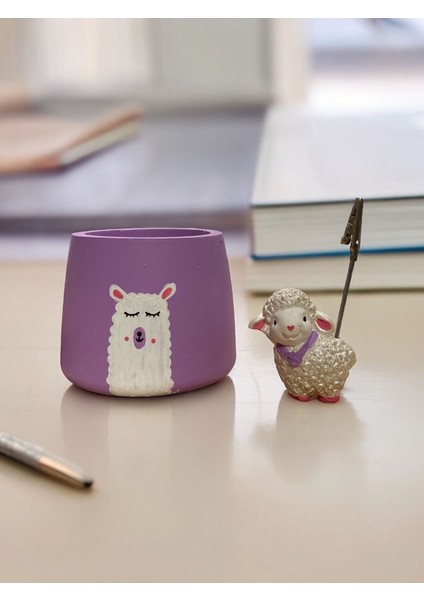 Sevimli Kuzu Not - Fotoğraf Tutuculu Saksı Seti Hediyelik Ofis Seti