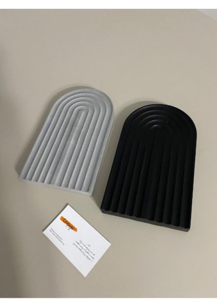 2li Dekoratif Geometrik Çizgili Beton Tabak Beton Takı Tabağı Mum Tabağı Organizer fiyatları