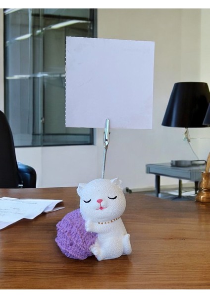 Lila Yumak Tutan Oturan Kawaii Kedi Temalı Not Tutacağı Fotoğraf Tutacak Tutucu Ofis Seti Hediyelik fiyatları