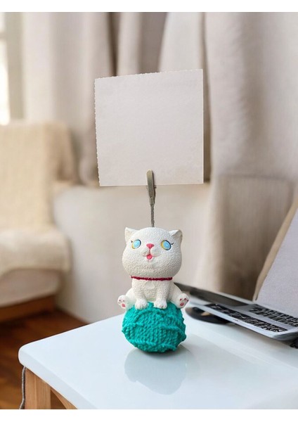 Turkuaz Yumaklı Kawaii Sevimli Kedi Fotoğraf Not Tutucu fiyatları