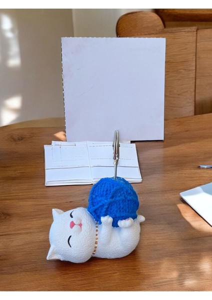 Saks Yumak Tutan Yatan Kawaii Kedi Temalı Not Tutacağı Fotoğraf Tutacak Tutucu Ofis Seti Hediyelik modelleri