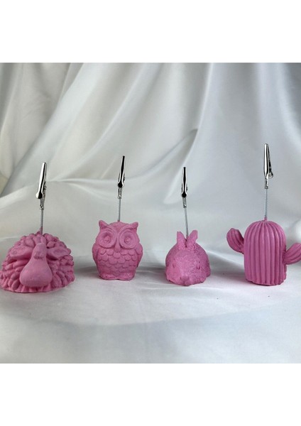 Pembe Kuzu, Baykuş,tavşan ve Kaktüs 4'lü Not Tutucu Set