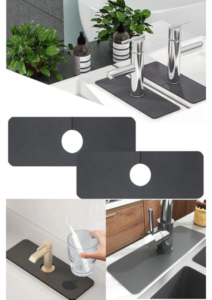 Su Emici Sihirli Lavabo Kenar Matı 38X14CM Mutfak Banyo Musluk Kenarı Matı