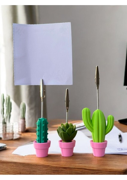 3 Model Pembe Saksılı Kaktüs Fotoğraf Not Tutacak Seti Ofis Masası Hediyelik Tutucu fiyatları