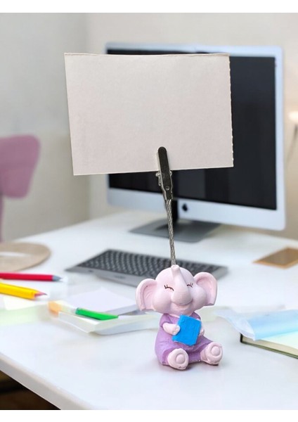 Minik Tatlı Kawaii Kitaplı Yavru Fil Fotoğraf Not Tutacağı Ofis Masası Hediye Tutucu Tutacak modelleri