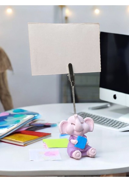 Minik Tatlı Kawaii Kitaplı Yavru Fil Fotoğraf Not Tutacağı Ofis Masası Hediye Tutucu Tutacak indirimleri