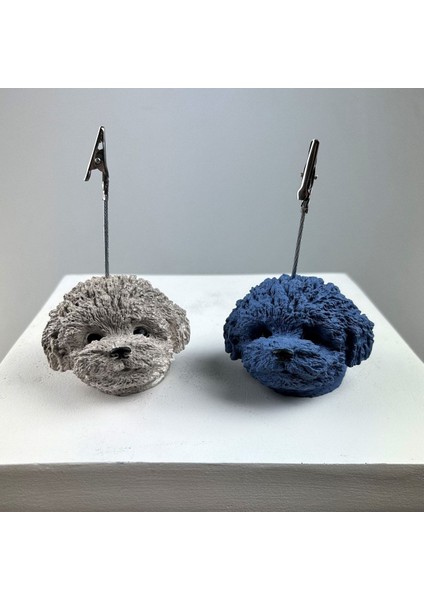 2'li Köpek Not Tutucu Set (Gri Mavi-Eskitme)