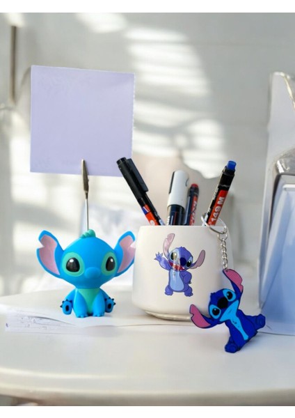 Stitch Sevimli Koala Fotoğraf Not Tutacağı-Kalemlik-Anahtarlık Seti Hediyelik Tutucu
