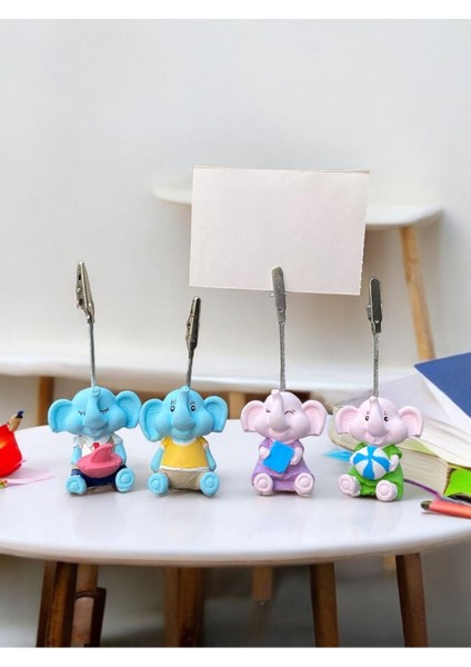 Minik Tatlı Kawaii Yavru Filler Fotoğraf Not Tutacağı Ofis Masası Hediye Tutucu Tutacak