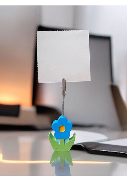 Mavi Papatya Not - Fotoğraf Tutucu Hediye Ofis Seti