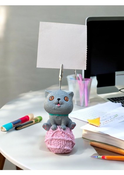 Scottish Kedi Temalı Not Tutacağı Fotoğraf Tutacak Tutucu Ofis Seti Hediyelik