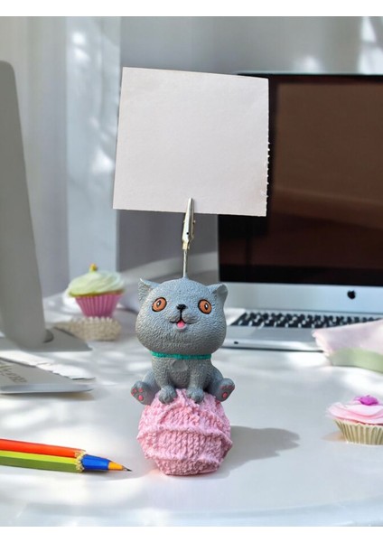 Scottish Kedi Temalı Not Tutacağı Fotoğraf Tutacak Tutucu Ofis Seti Hediyelik