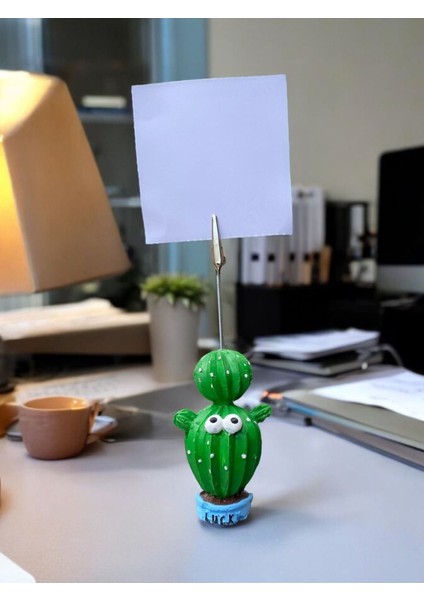 Lucky Şans Temalı Sevimli Kaktüs Fotoğraf Not Tutucu Ofis Masası Not Tutacağı Hediyelik