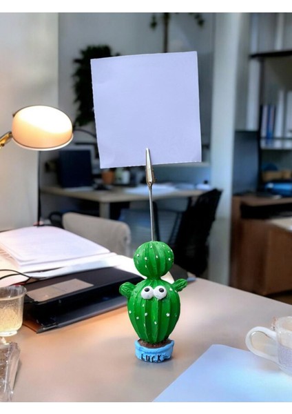 Lucky Şans Temalı Sevimli Kaktüs Fotoğraf Not Tutucu Ofis Masası Not Tutacağı Hediyelik