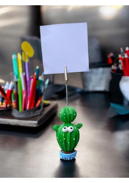 Lucky Şans Temalı Sevimli Kaktüs Fotoğraf Not Tutucu Ofis Masası Not Tutacağı Hediyelik