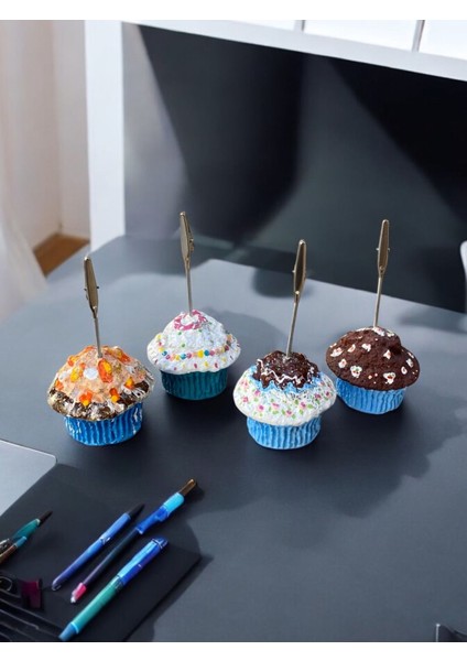 4'lü Mavi Tonları Cupcake Muffin Çikolata Kremşanti Süslü Hediyelik Ofis Masası Tutacak fırsatları