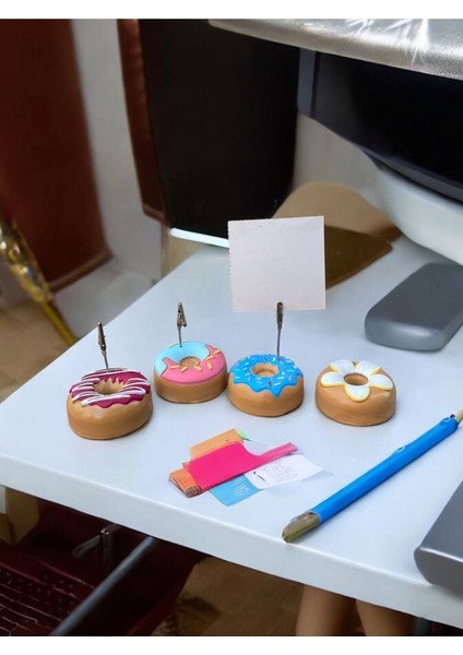 Pasta Süsü Desenli Donut Model Temalı Fotoğraf Not Tutacak Seti Ofis Masası Not Tutacağı Hediyelik