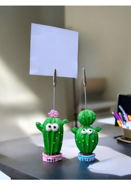 Love ve Lucky Temalı 2'li Sevimli Kaktüs Fotoğraf Not Tutacağı Ofis Masası Not Tutucu Hediyelik fiyatları
