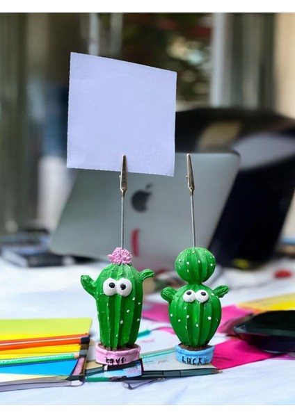 Love ve Lucky Temalı 2'li Sevimli Kaktüs Fotoğraf Not Tutacağı Ofis Masası Not Tutucu Hediyelik indirimleri