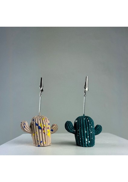 Krem Koyu Yeşil Kaktüs Splash 2'li Not Tutucu Set