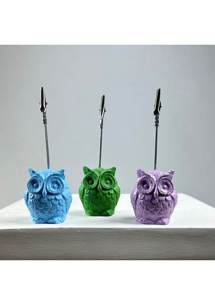 Baykuş Not Tutucu 3'lü Set (Lila -Açık Mavi - Yeşil)