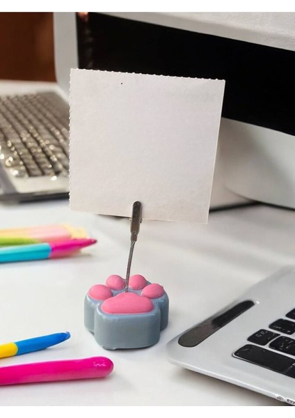 Gri Pembe Sevimli Kedi Patisi Fotoğraf Not Tutacak Pati Ofis Masası Hediyelik fiyatları