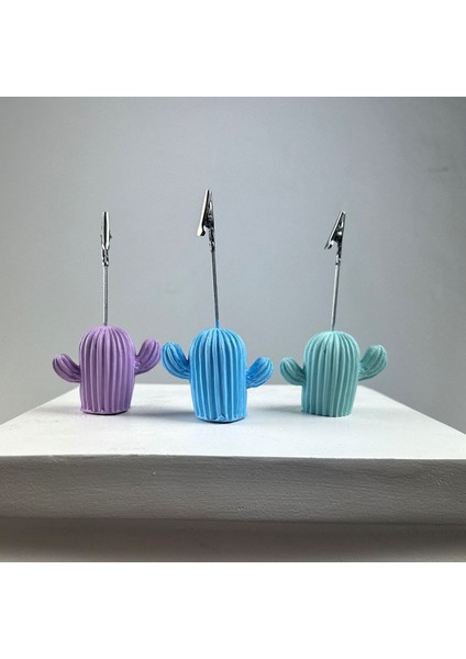 Kaktüs 3'lü Not Tutucu Set (Lila - Açık Mavi - Nane)
