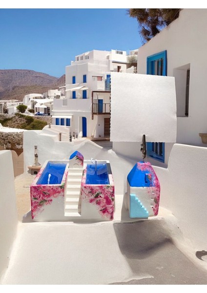 Santorini - Mikanos - Alaçatı Konseptli Ev Mum / Ev Not Fotoğraf Tutuculu Hediyelik Ofis Seti indirimleri