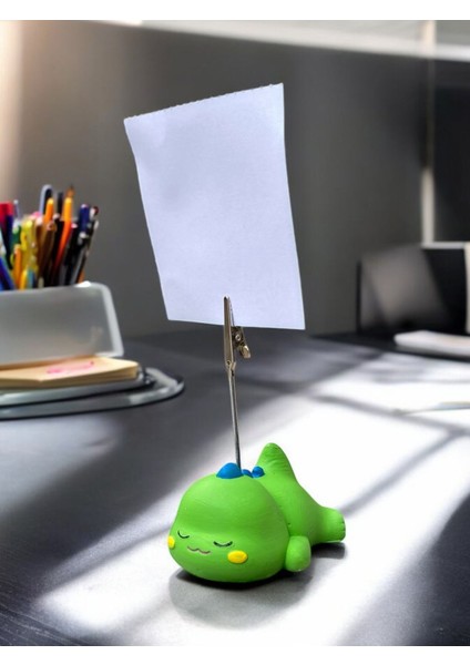 Sevimli Yorgun Yeşil Dinozor Temalı Fotoğraf Not Tutacağı Ofis Masası Not Tutucu Hediyelik