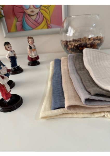 6'lı Çok Amaçlı Müslin Mendil- Bebek Mendil %100 Pamuk 25 x 25 cm