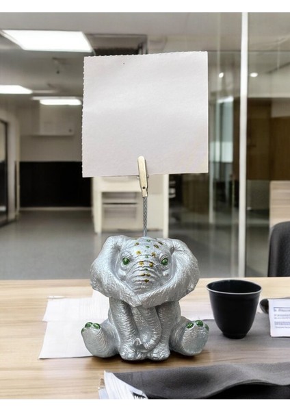 Gümüş Fil Temalı Not Tutacağı Fotoğraf Tutacak Tutucu Ofis Seti Hediyelik fiyatları