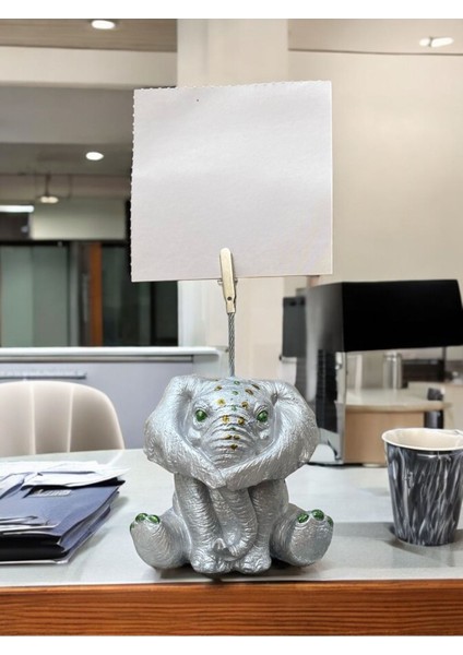 Gümüş Fil Temalı Not Tutacağı Fotoğraf Tutacak Tutucu Ofis Seti Hediyelik fırsatları