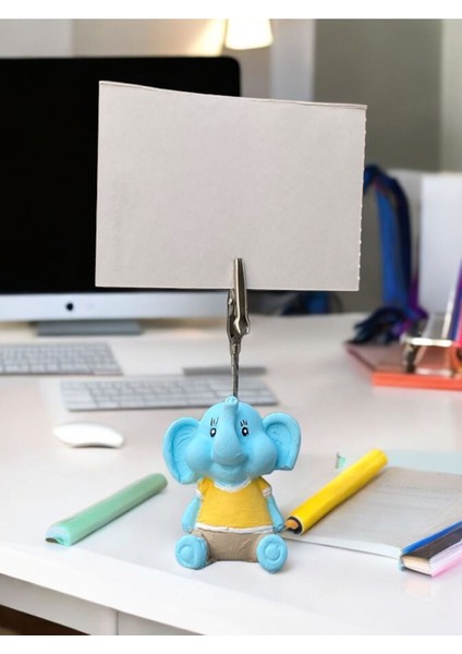 Minik Tatlı Kawaii Sarı Kıyafetli Yavru Fil Fotoğraf Not Tutacağı Ofis Masası Hediye Tutucu Tutacak modelleri