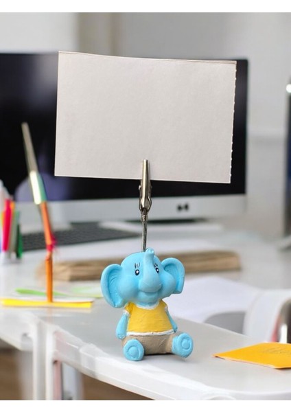 Minik Tatlı Kawaii Sarı Kıyafetli Yavru Fil Fotoğraf Not Tutacağı Ofis Masası Hediye Tutucu Tutacak fırsatları