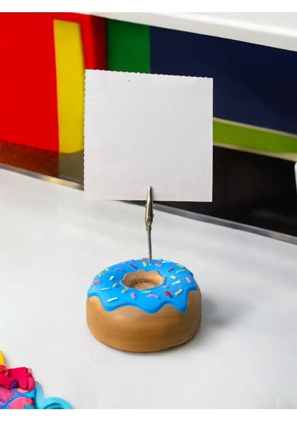 Mavi Jöleli Desenli Donut Model Temalı Fotoğraf Not Tutacak Ofis Masası Not Tutacağı Hediyelik modelleri