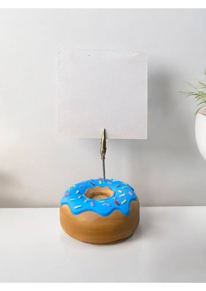 Mavi Jöleli Desenli Donut Model Temalı Fotoğraf Not Tutacak Ofis Masası Not Tutacağı Hediyelik fırsatları