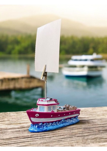 Pembe Gemi Temalı Not Tutacağı Fotoğraf Tutacak Not Tutucu Ofis Seti Hediyelik