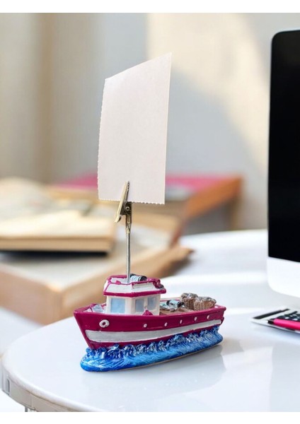 Pembe Gemi Temalı Not Tutacağı Fotoğraf Tutacak Not Tutucu Ofis Seti Hediyelik