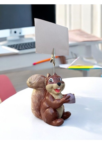 Sevimli Sincap Temalı Fotoğraf Not Tutucu Tutacak Hediyelik Ofis Masası Tutacağı