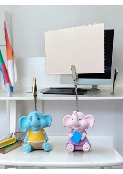 Minik Tatlı Kawaii Yavru Okullu Filler Fotoğraf Not Tutacağı Ofis Masası Hediye Tutucu Tutacak